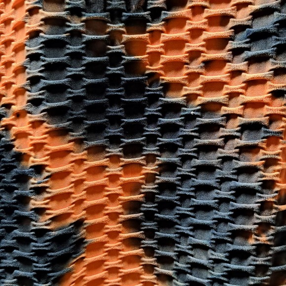 Buzz Small Orange Black Waffle fabric scoop neck bodysuit - Picture 3 of 7